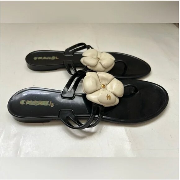 Chanel black sandals with flowers size 39 US 8 - Picture 3 of 11